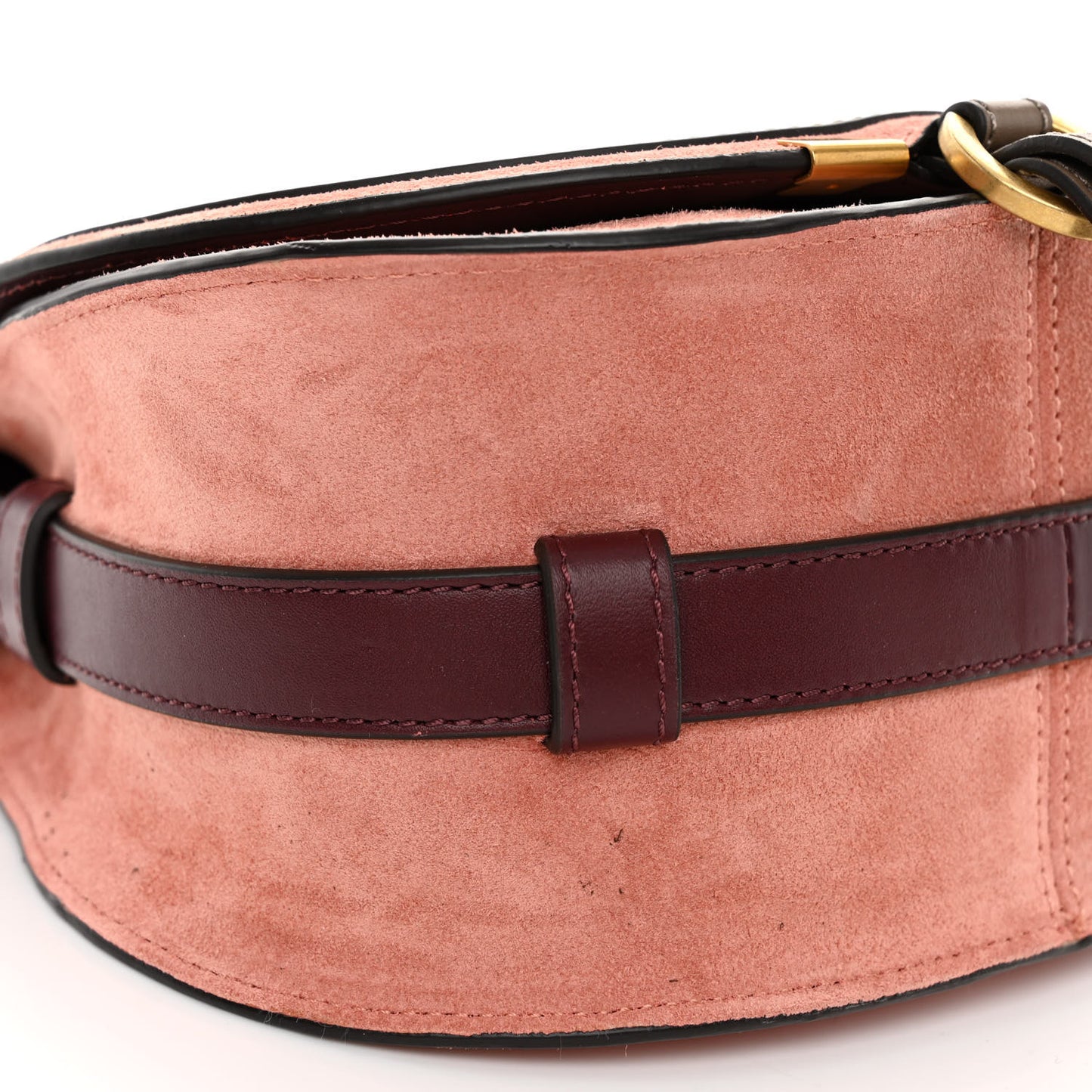 Suede Calfskin Mini Marcie Round Crossbody Bag Canyon Rose
