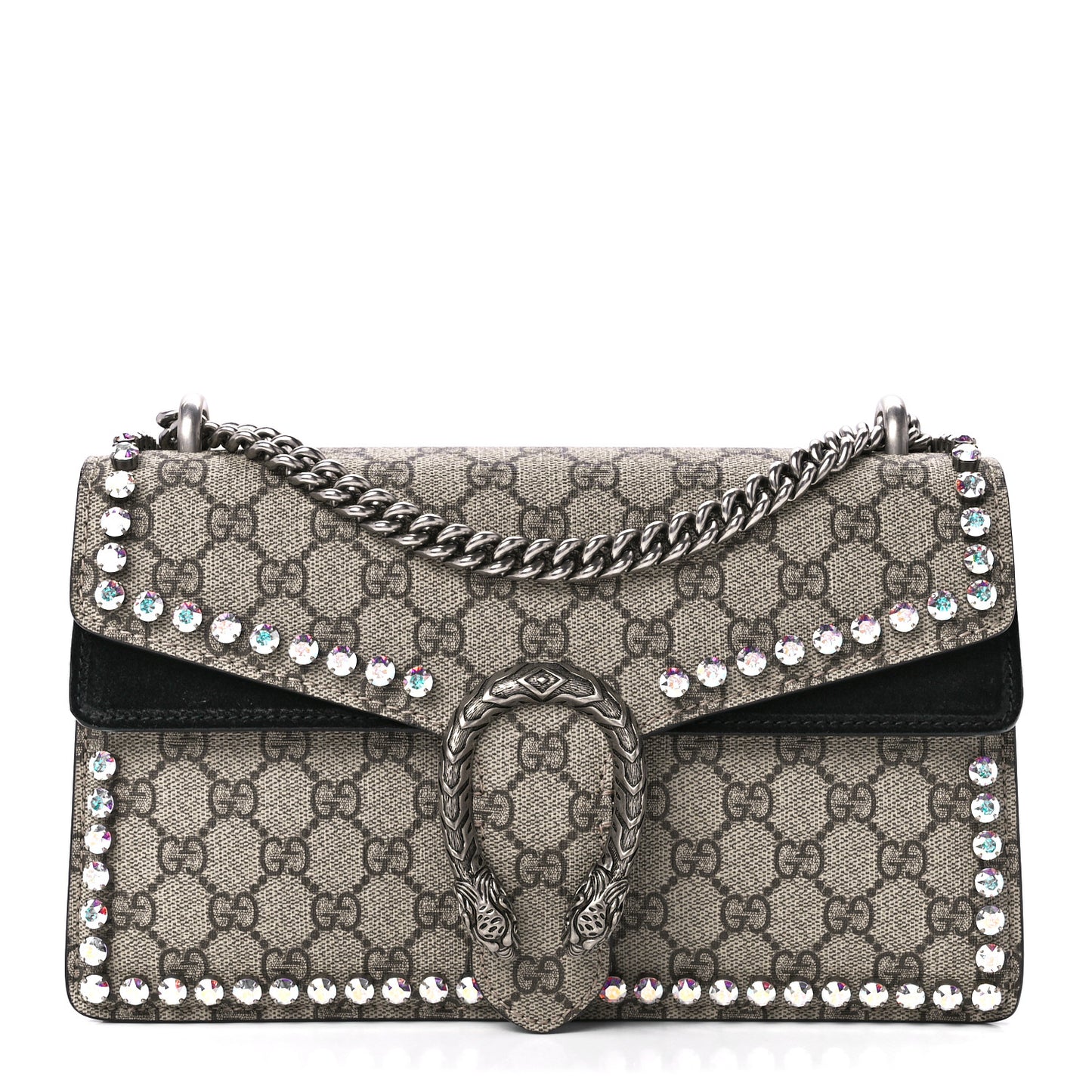 GG Supreme Monogram Crystal Small Dionysus Shoulder Bag Black