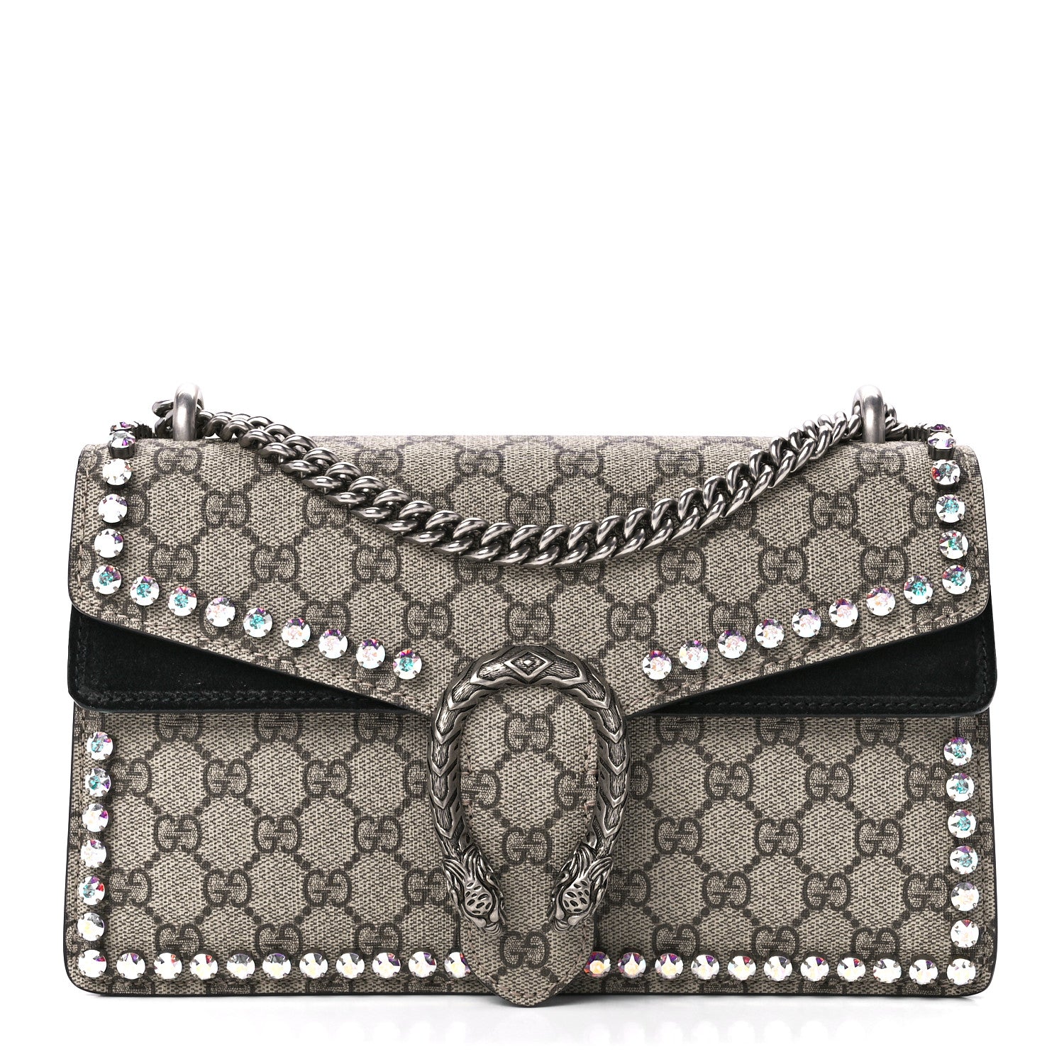 Gucci GG Supreme Monogram Crystal Small Dionysus Shoulder Bag Black 1 of 12