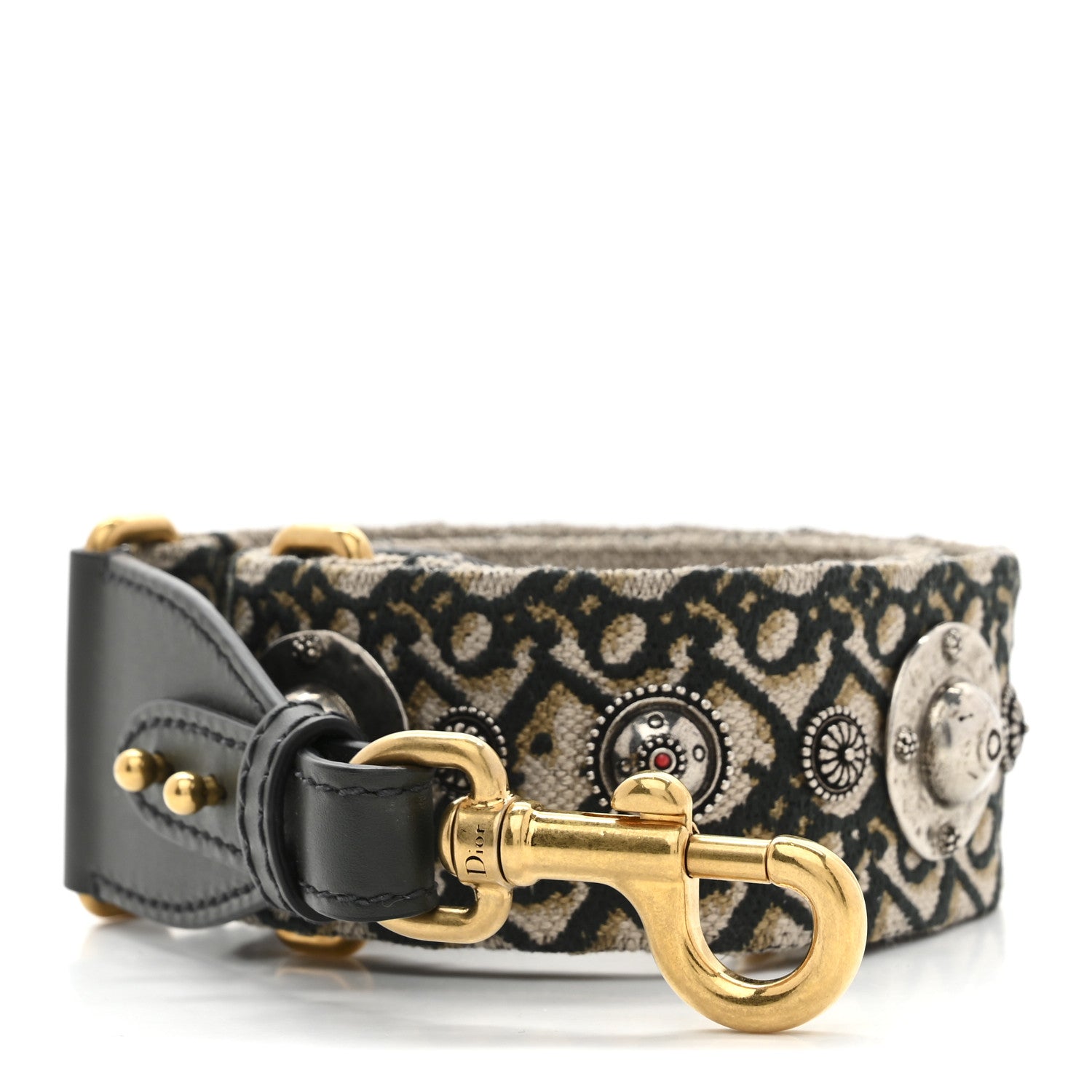 Christian Dior Oblique Studded Shoulder Strap Vert Multicolor