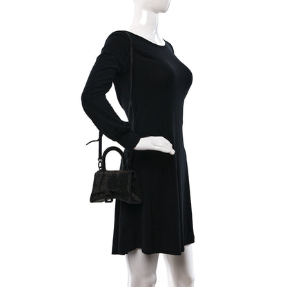 Balenciaga Strass Suede Hourglass Top Handle Bag XS Black Jet 2 of 11