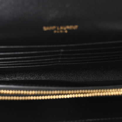 Saint Laurent Smooth Calfskin Tri-Metal Cassandre Wallet On Chain WOC Black 5 of 9