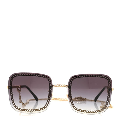 Chanel Metal Removable Chain Square Sunglasses 4244  Black 2 of 8