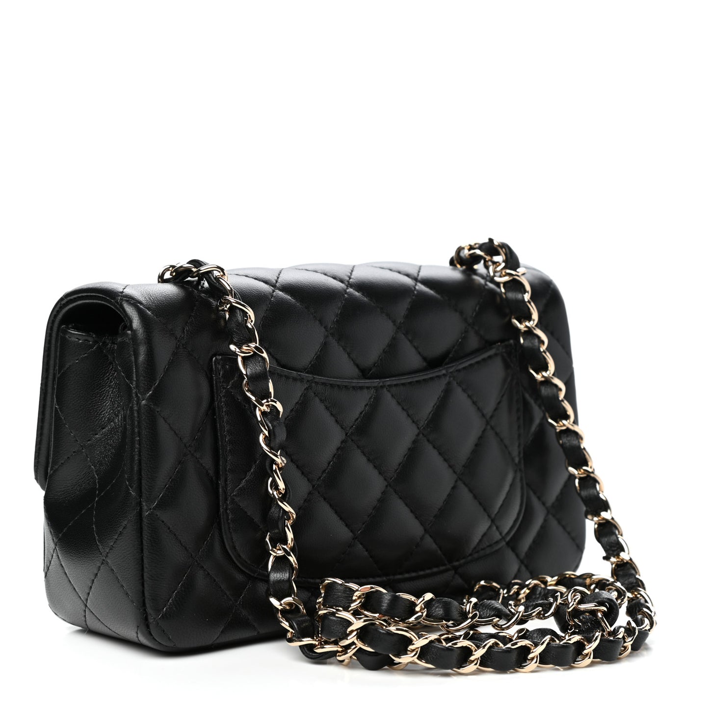 Lambskin Quilted Mini Rectangular Flap Black