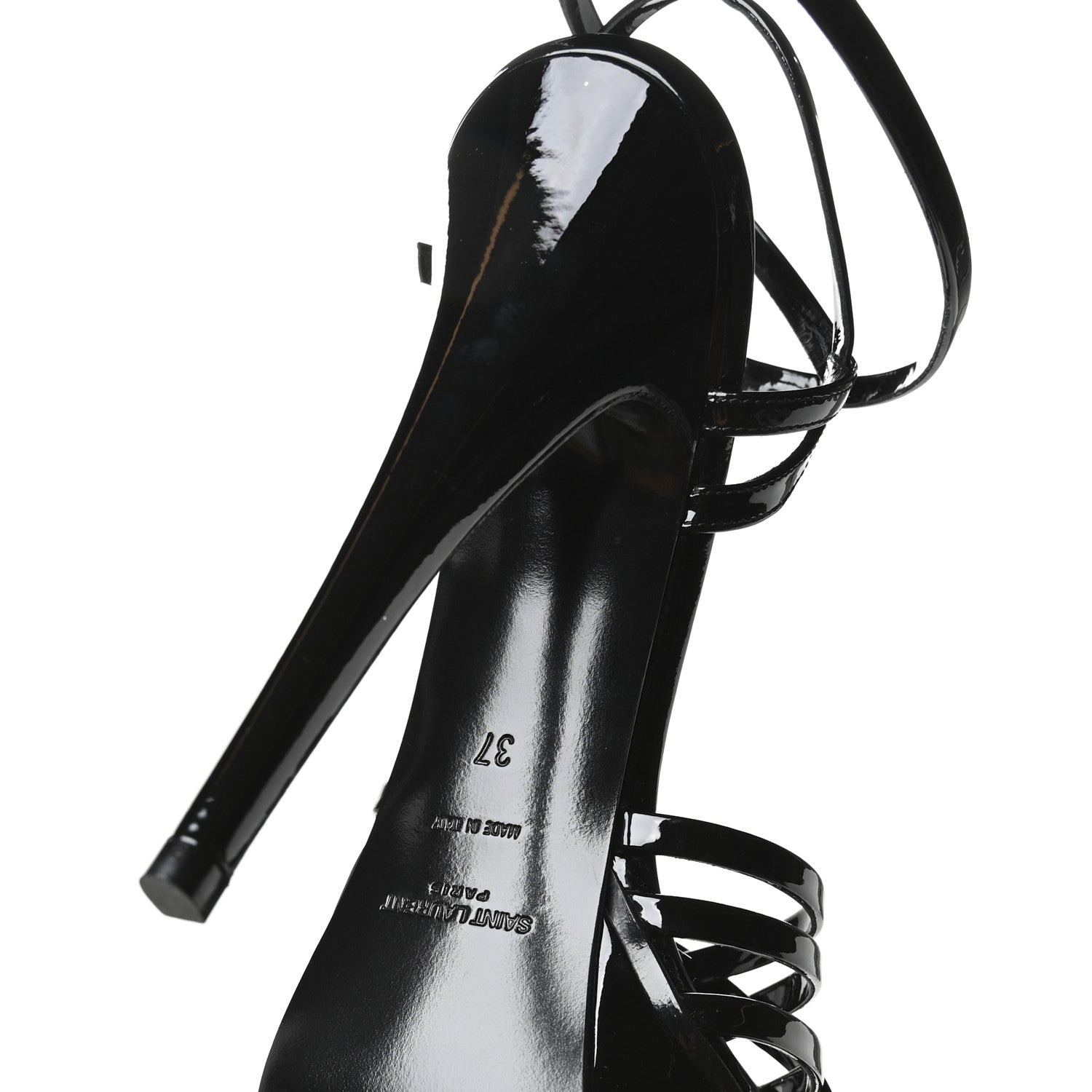Saint Laurent Patent Platform Criss Cross Sandals 37 Black 7 of 8