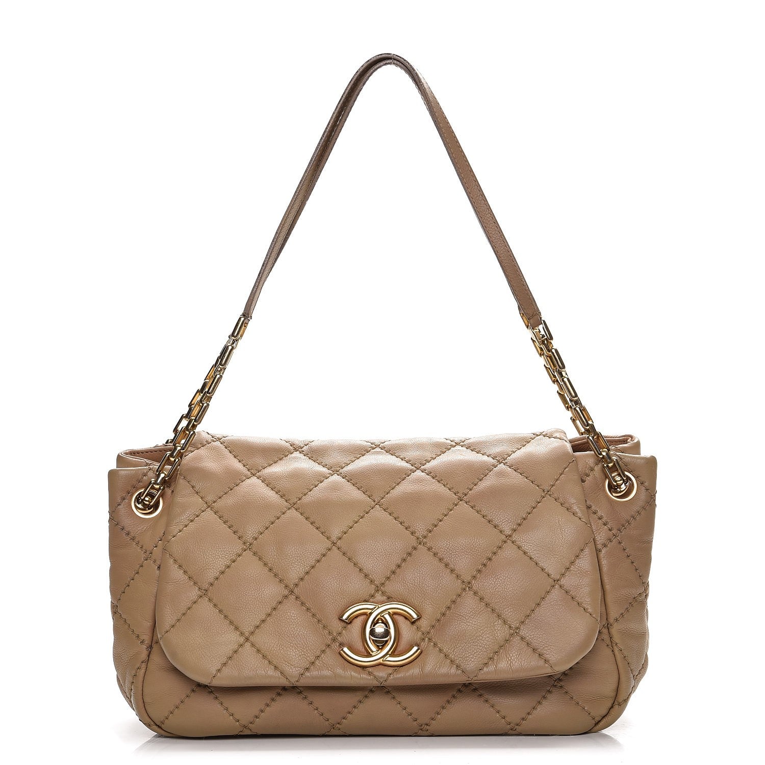 Chanel Calfskin Quilted Retro Chain Accordion Flap Beige 1 of 7