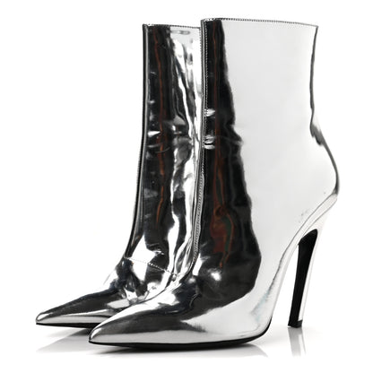 Balenciaga Patent Slash Ankle Boots 38 Silver 3 of 9