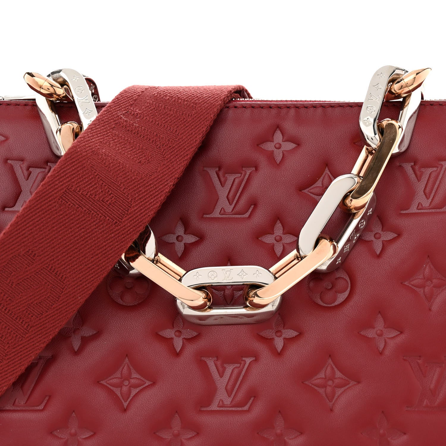 Louis Vuitton Lambskin Embossed Monogram Coussin PM Wine 8 of 11
