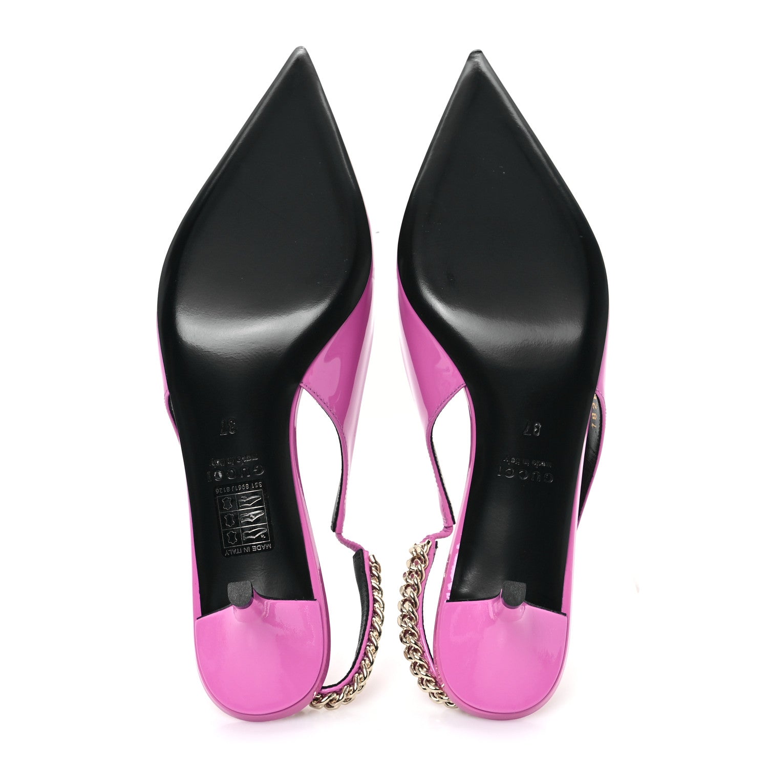 Gucci Patent Signoria 35mm Slingback Pumps 37 Libre Pink 6 of 10