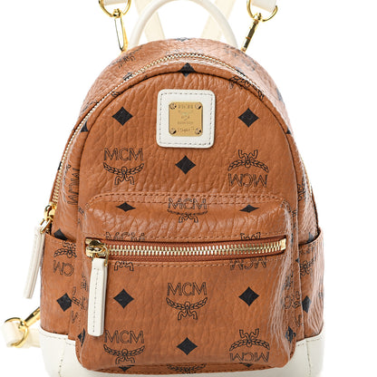 MCM Visetos X-Mini Stark Backpack Cognac White 7 of 9