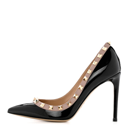 Valentino Garavani Patent Rockstud 100mm Pumps 35 Black Poudre 1 of 9