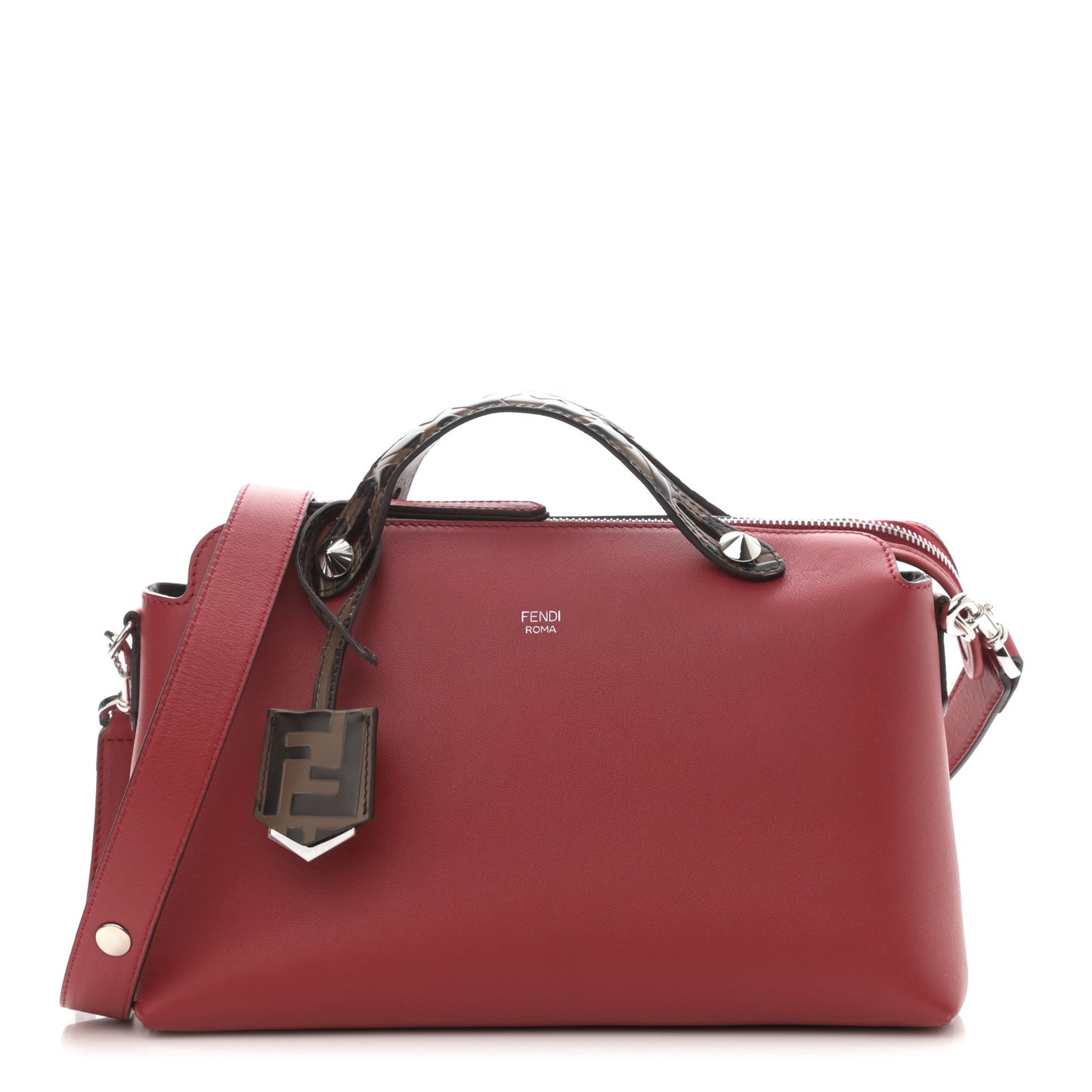 Vitello Dolce Bi-Color FF 1974 Embossed Medium By The Way Boston Bag Fragola Maya Black