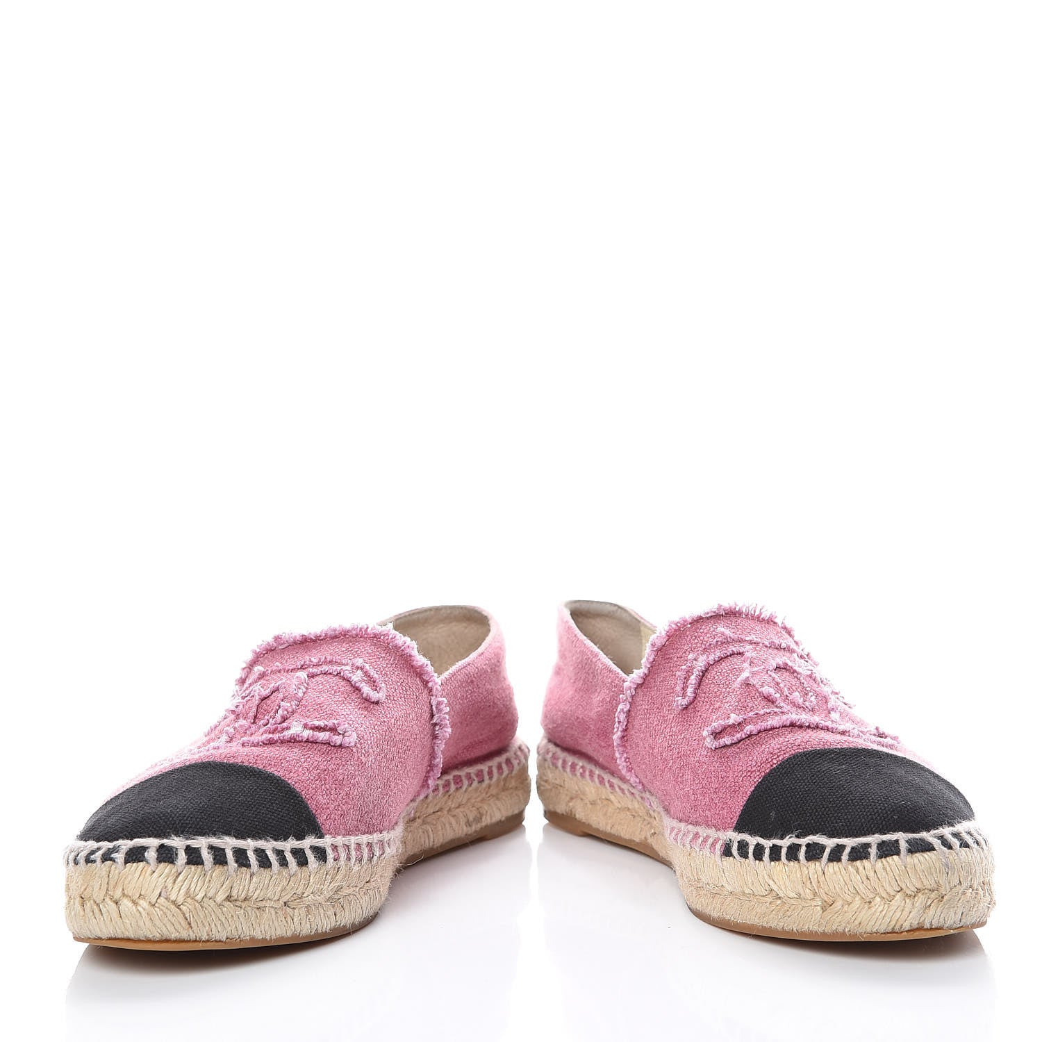 Chanel Linen CC Espadrilles 38 Pink Black 6 of 10
