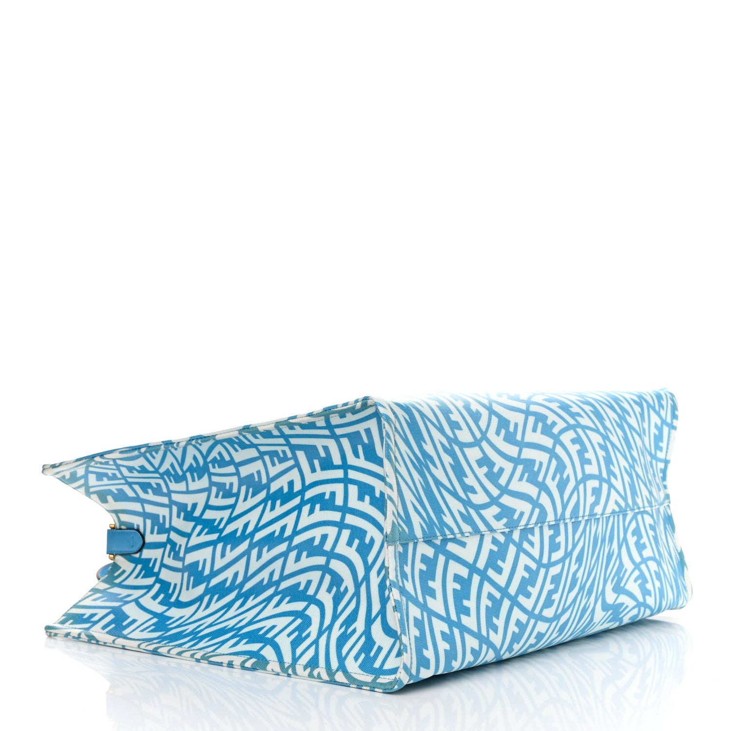 Fendi X SARAH COLEMAN Glazed Canvas Vitello King FF Vertigo Shopping Tote Bag Cyber Blue White 4 of 15