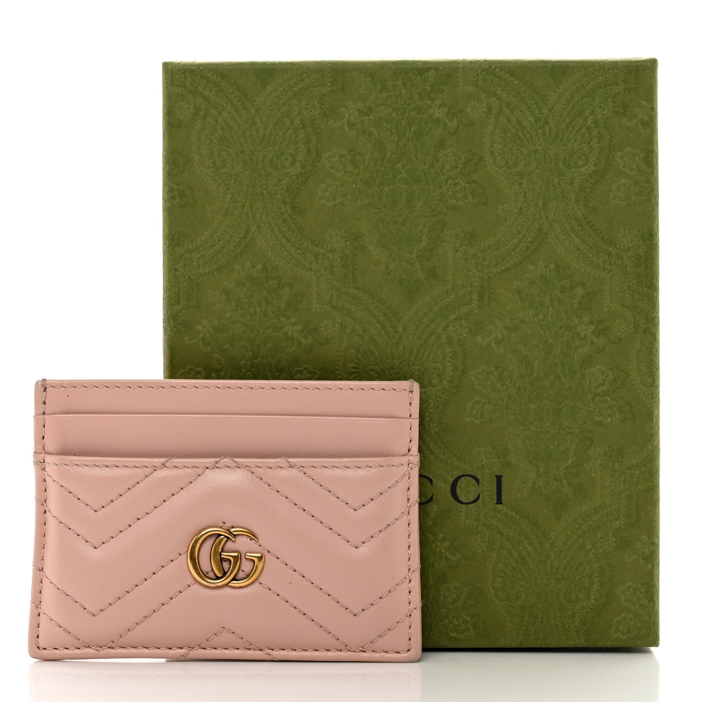 Calfskin Matelasse GG Marmont Card Holder Perfect Pink