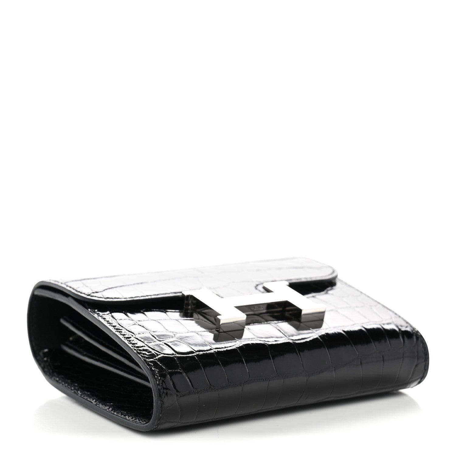 Hermes Shiny Alligator Constance Short Wallet Black 4 of 11