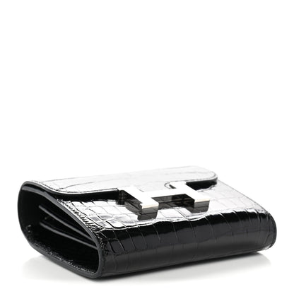Hermes Shiny Alligator Constance Short Wallet Black 4 of 11