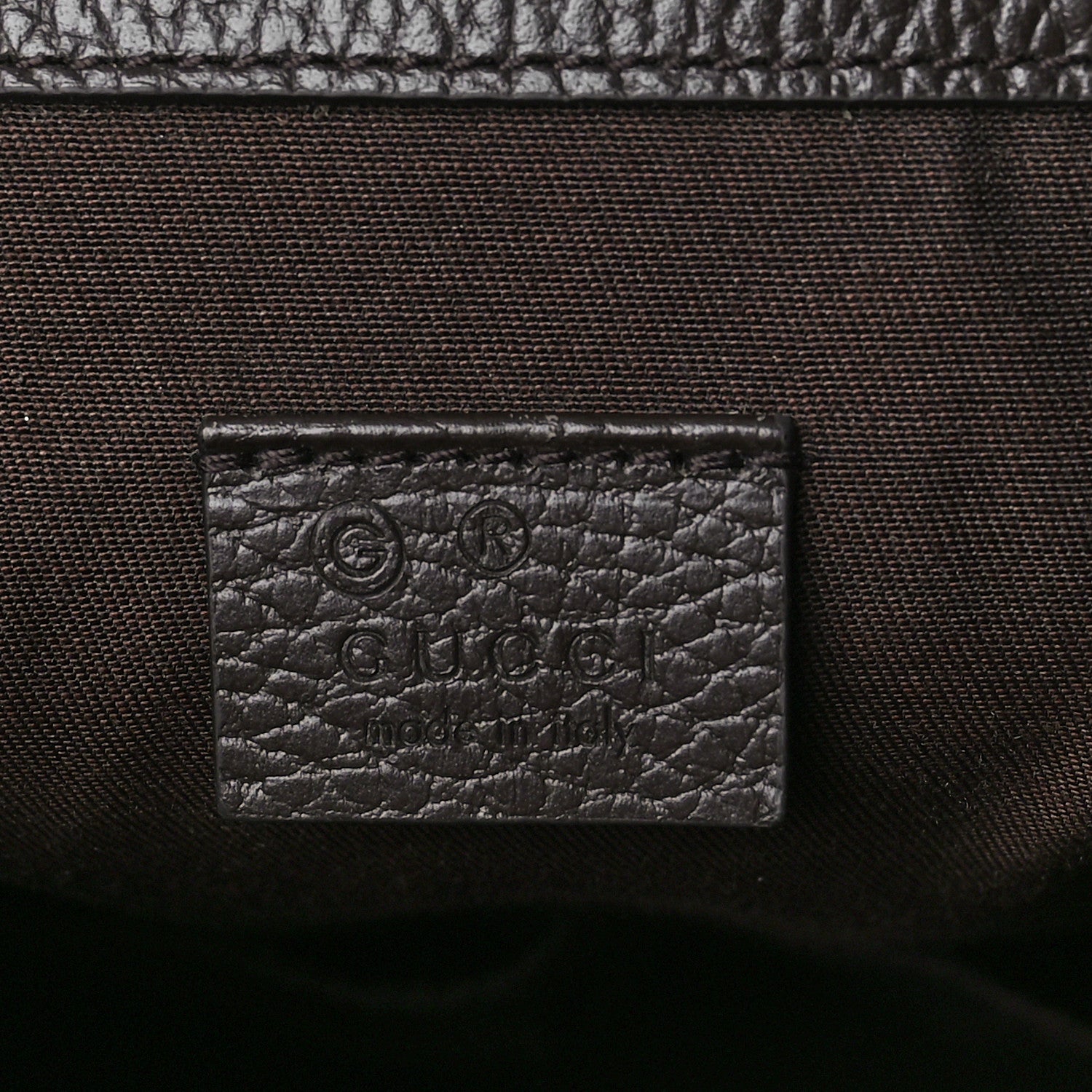 Gucci Monogram Dollar Calfskin O Drawstring Backpack Beige Ebony Testa di Moro Dark Chocolate 6 of 9