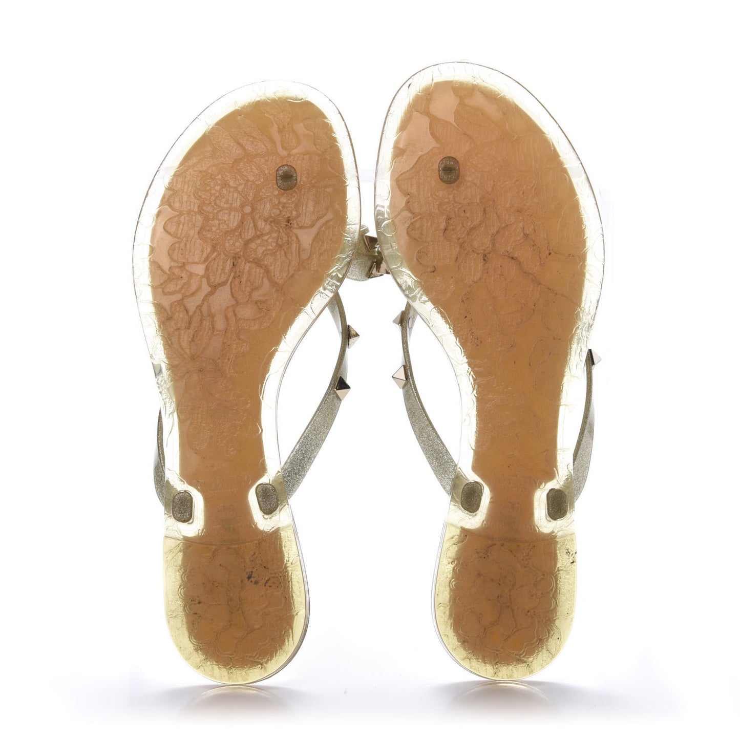 PVC Jelly Glitter Rockstud Bow Thong Sandals 39 Oro