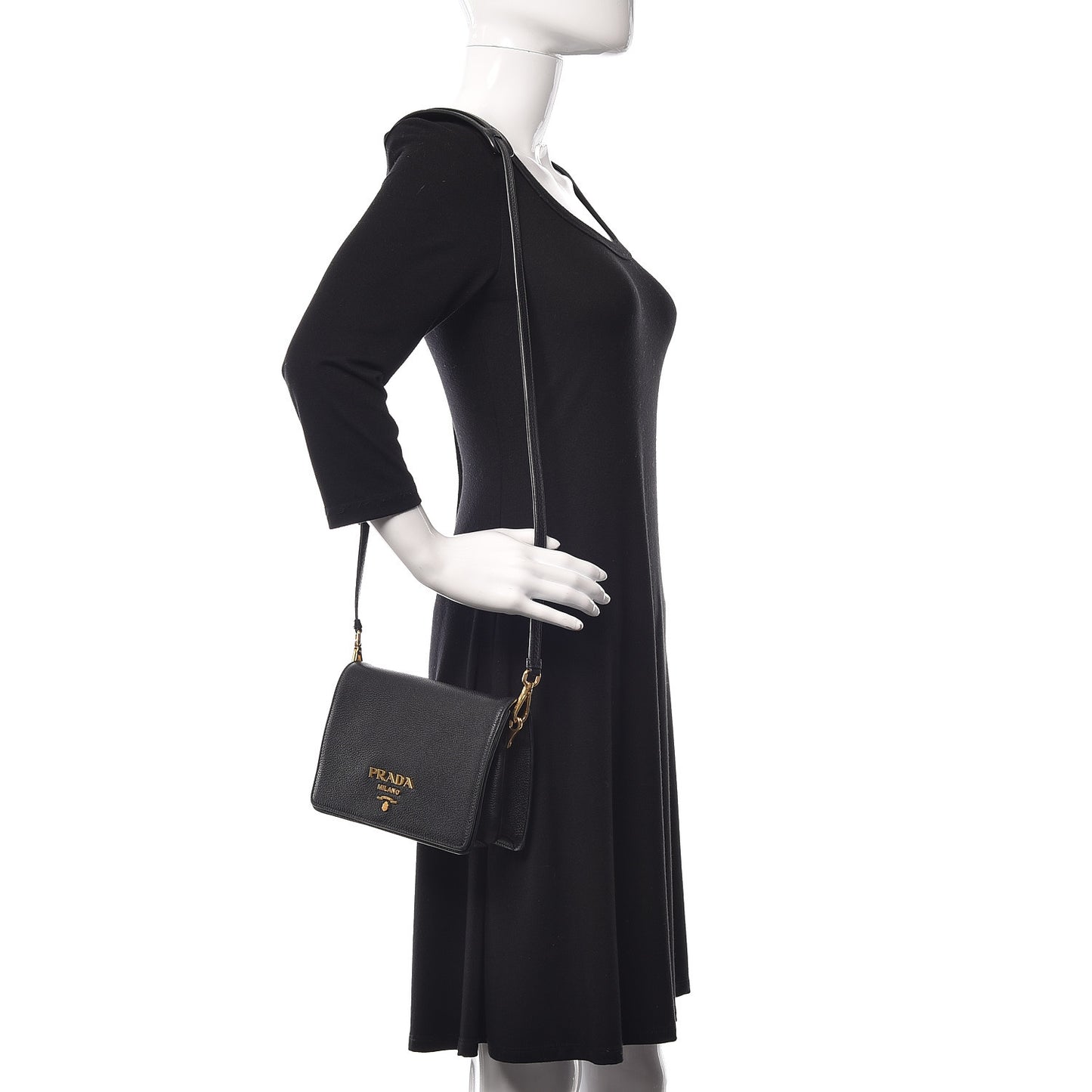 Vitello Daino Flap Crossbody Black