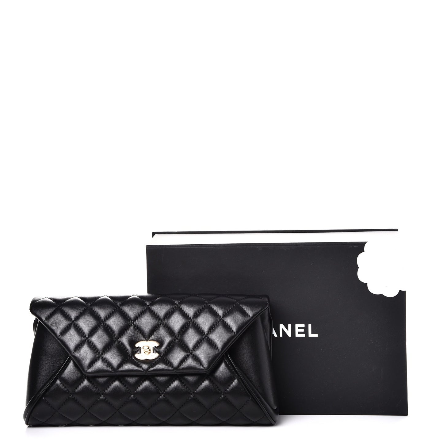 Lambskin Quilted Fold Up Again Clutch Black