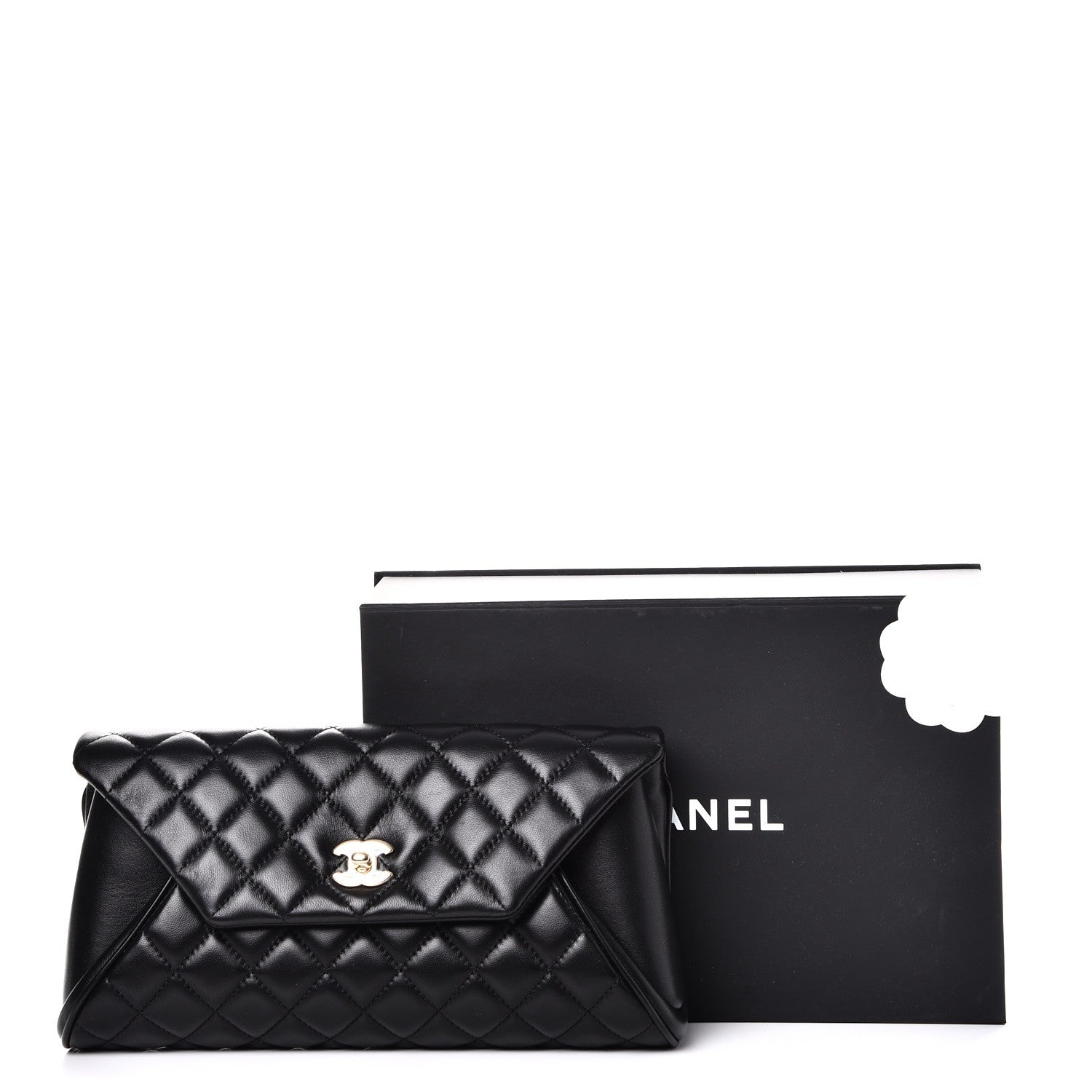 Chanel Lambskin Quilted Fold Up Again Clutch Black 8 of 8