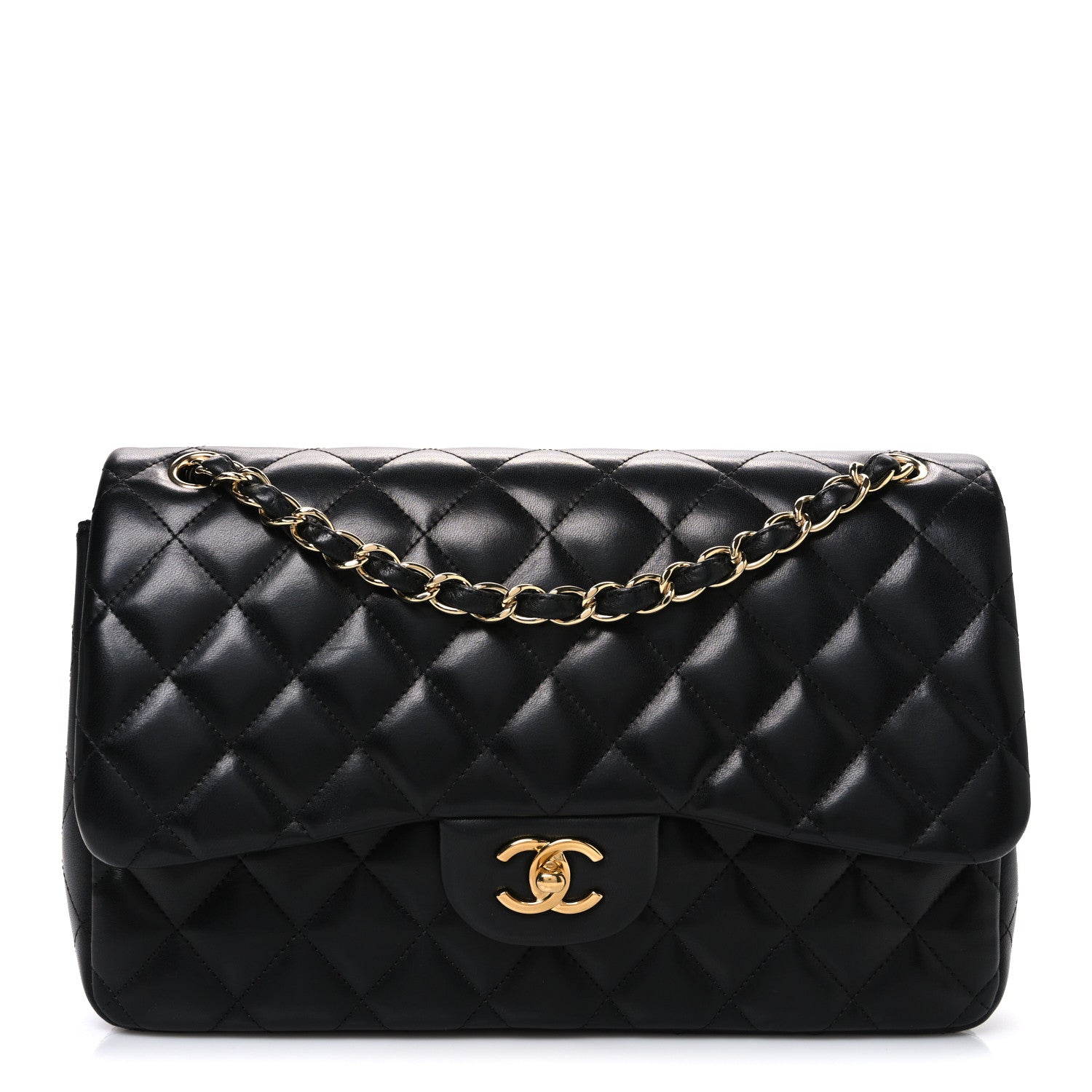 Chanel Lambskin Quilted Jumbo Double Flap Black 1 of 10