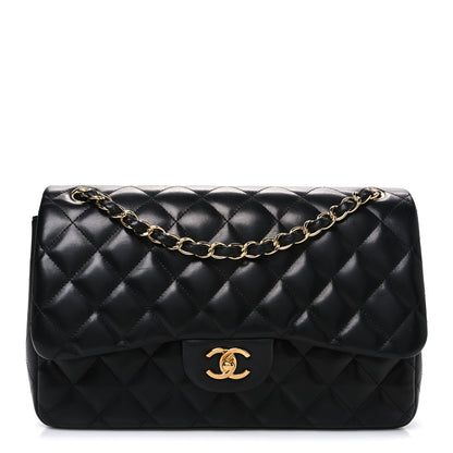 Chanel Lambskin Quilted Jumbo Double Flap Black 1 of 10