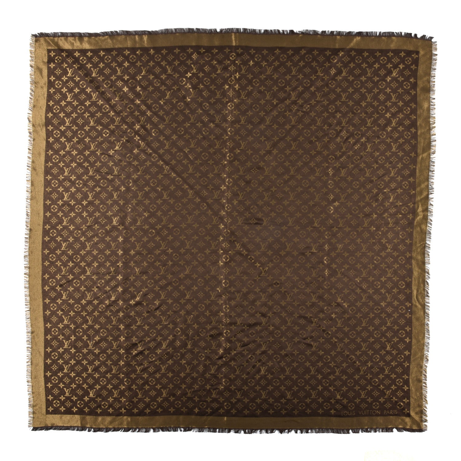 Louis Vuitton Silk Lurex Wool Monogram Shine Shawl Brown 1 of 5