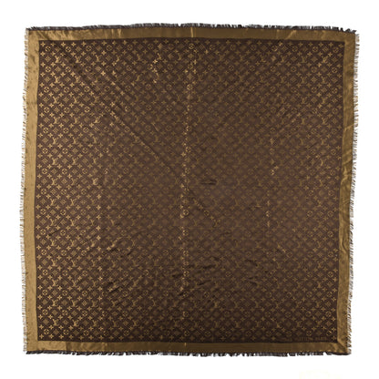 Louis Vuitton Silk Lurex Wool Monogram Shine Shawl Brown 1 of 5
