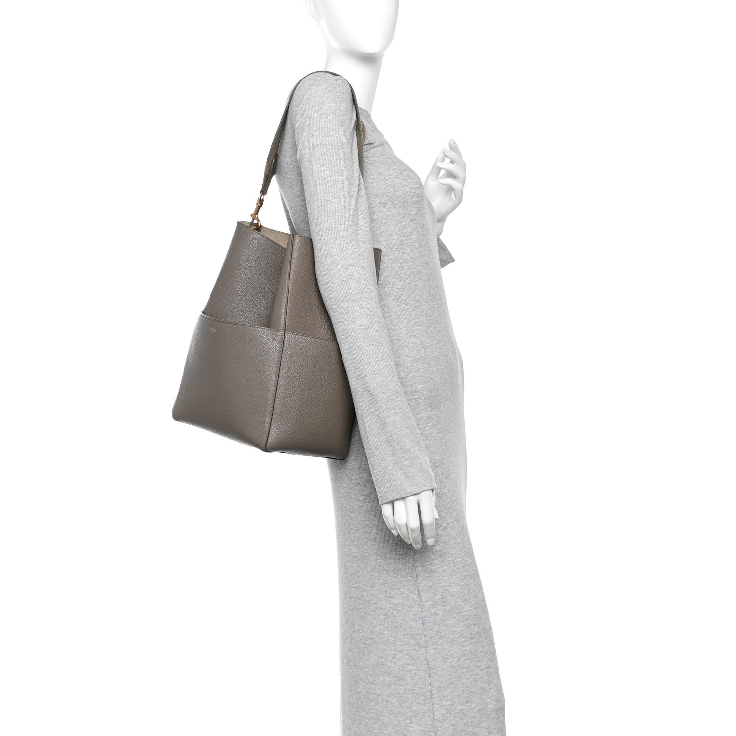 Celine Soft Grained Calfskin Sangle Bucket Bag Taupe 2 of 12