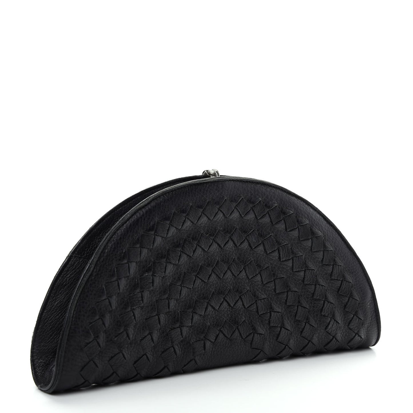 Cervo Deerskin Intrecciato Fan Clutch Black