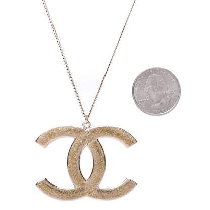 Chanel Crystal Metal Quilted CC Pendant Necklace Gold 4 of 7