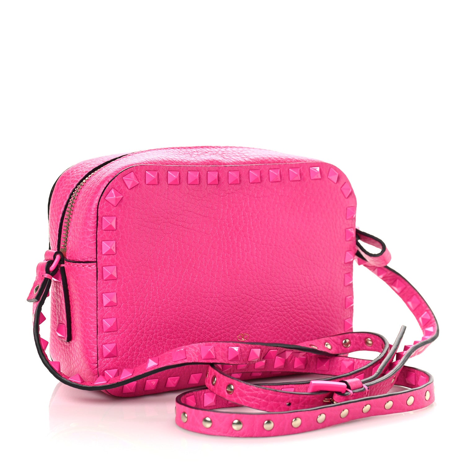 Valentino Garavani Pebbled Calfskin Monochrome Rockstud Camera Crossbody Bag Pink PP 3 of 8