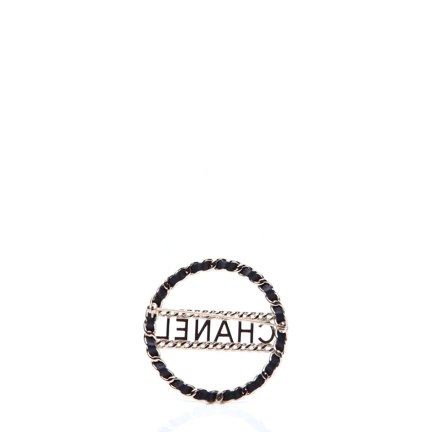 Chanel Lambskin Chain Logo Brooch Black Gold 3 of 5