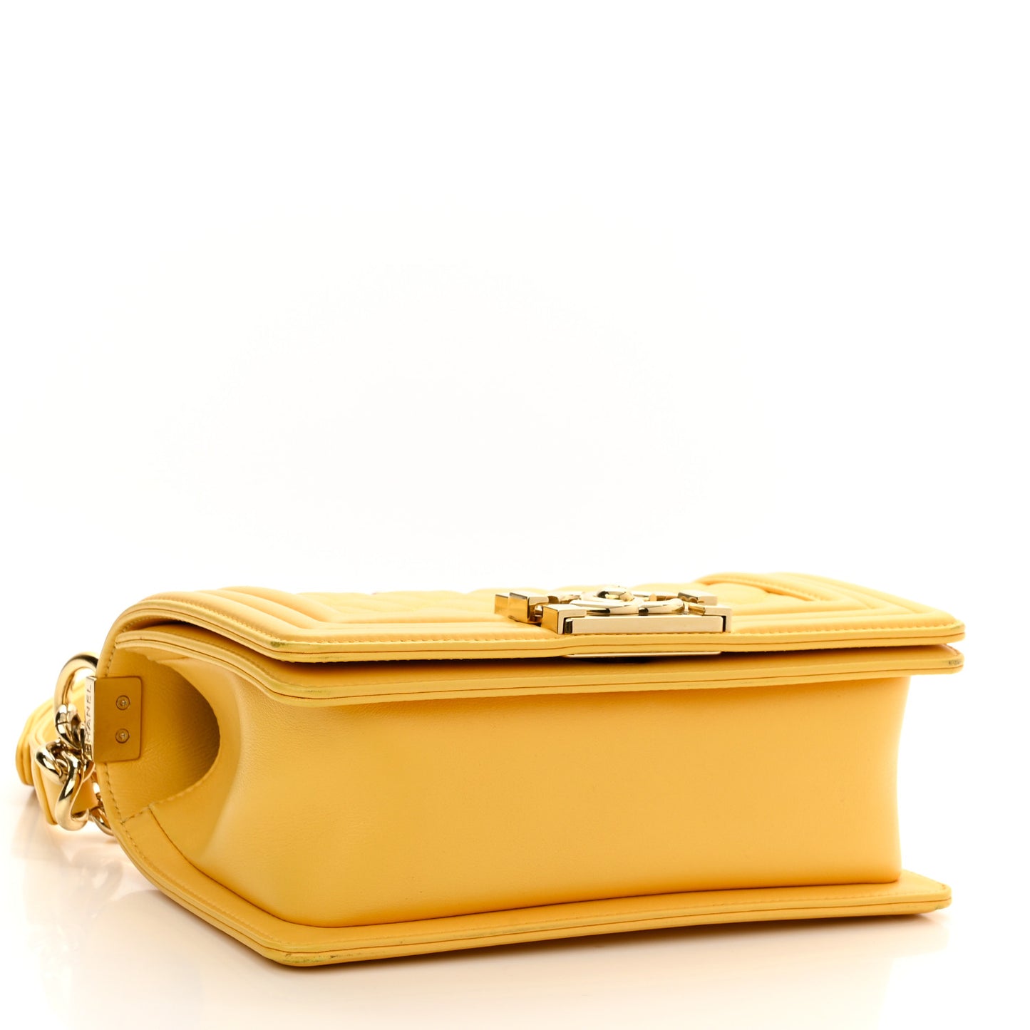 Calfskin Quilted Small Boy Flap Yellow