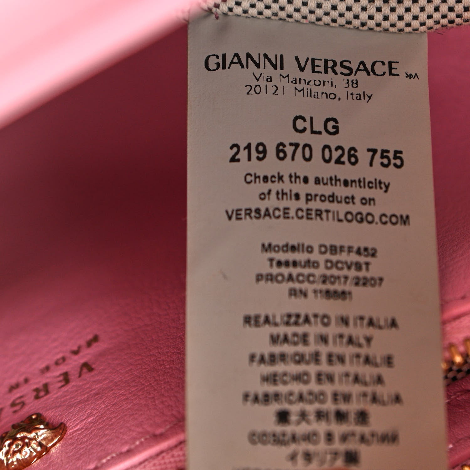 Versace Calfskin Crystal Medium Baroque Palazzo Empire Bag Pink 7 of 19