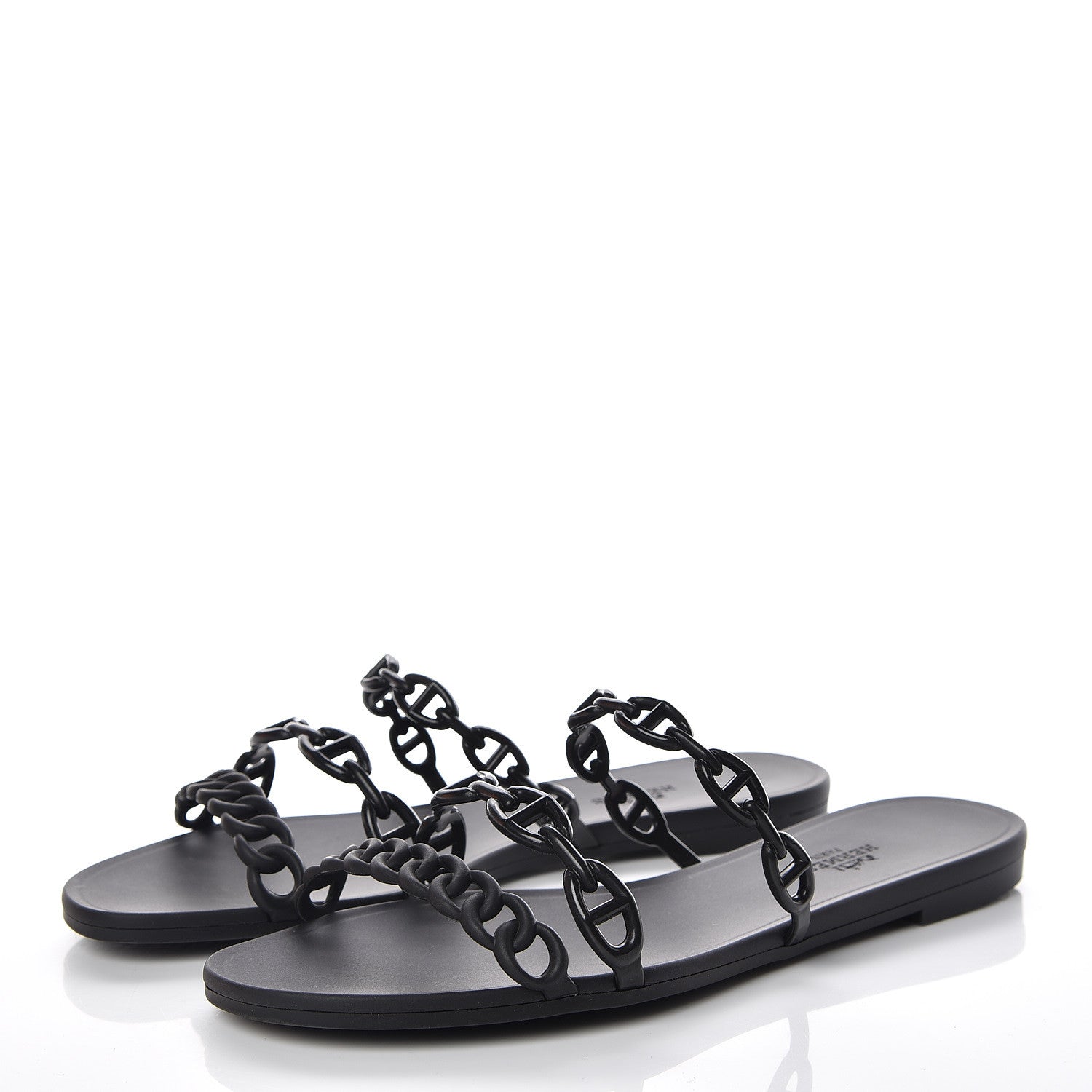 Hermes Rubber Chaine d'Ancre Rivage Sandals 40 Black 4 of 8