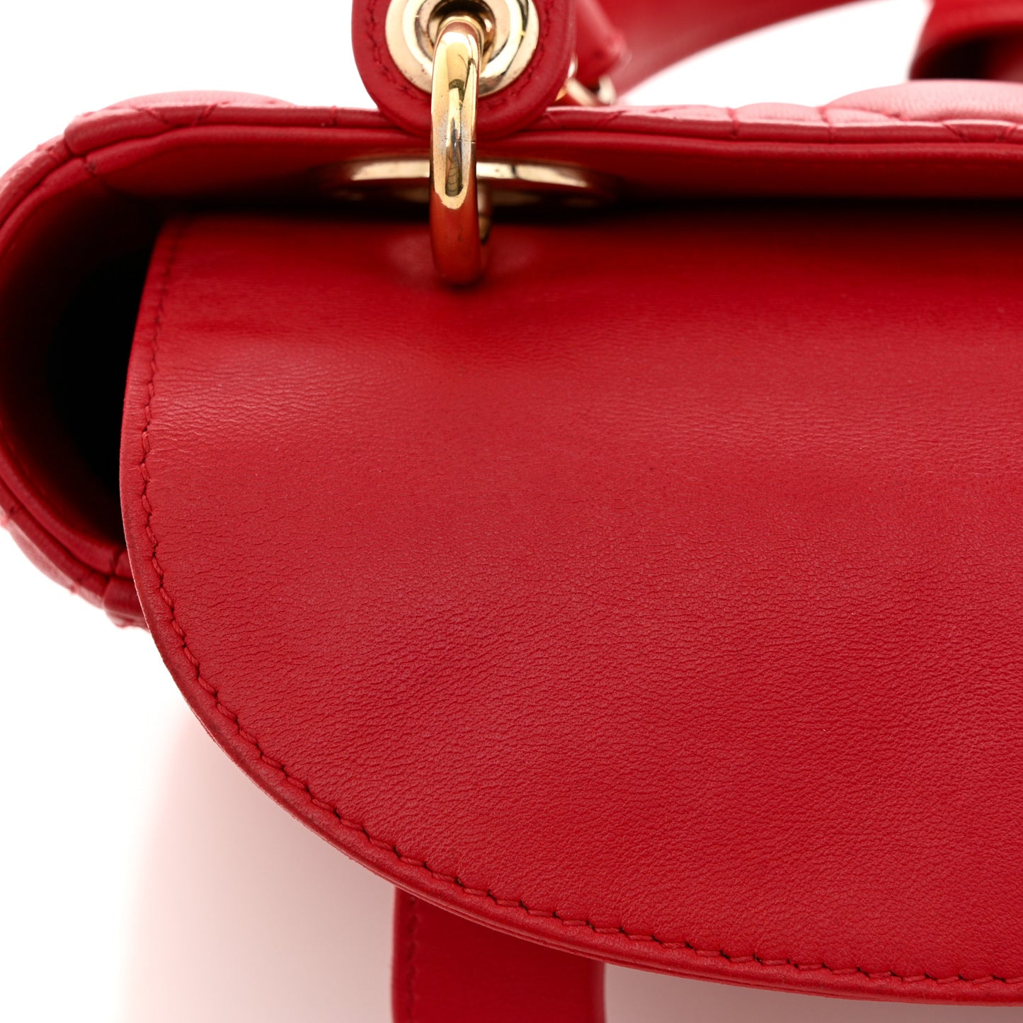 Lambskin Cannage Small Lucky Badges My Lady Dior Red