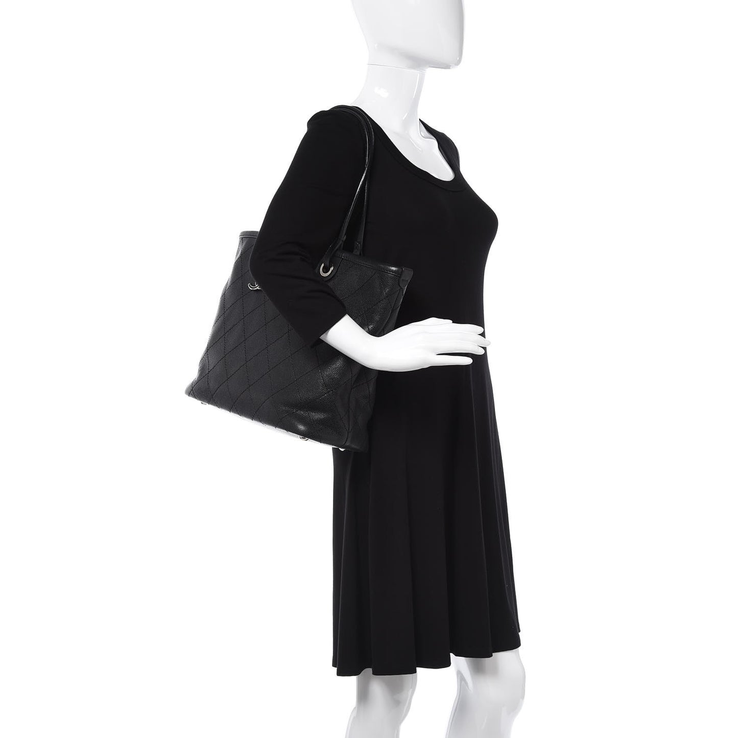 Grained Calfskin Shopping Fever Tote Black