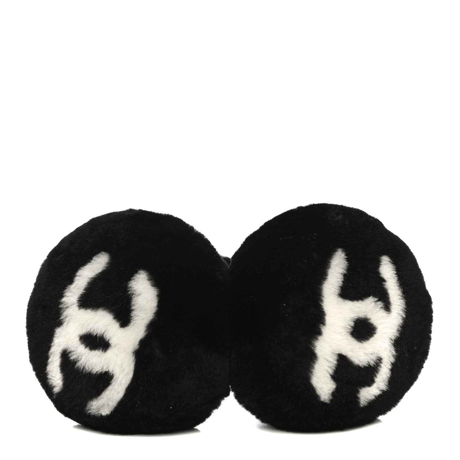 Chanel Shearling CC Ear Muffs Black White 7 of 7