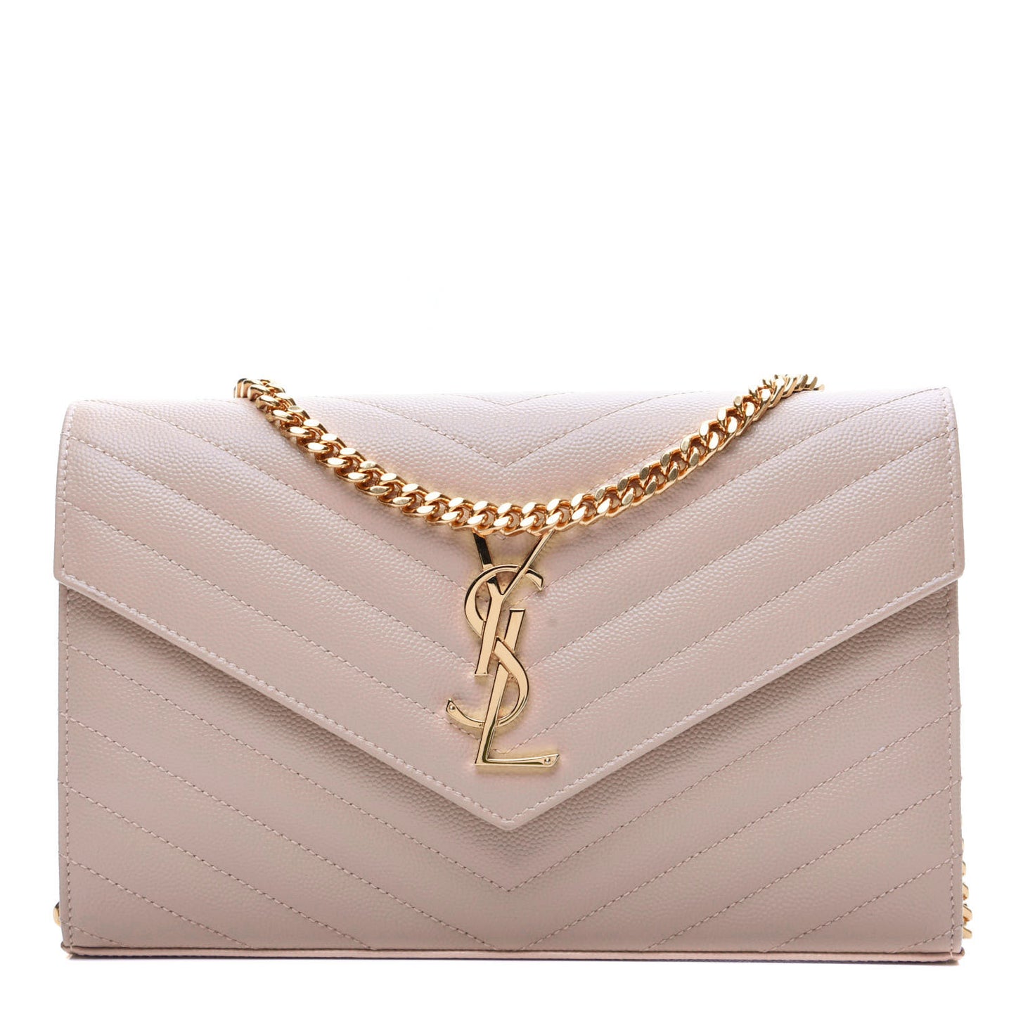 Grain De Poudre Matelasse Chevron Monogram Chain Wallet Pale Pink