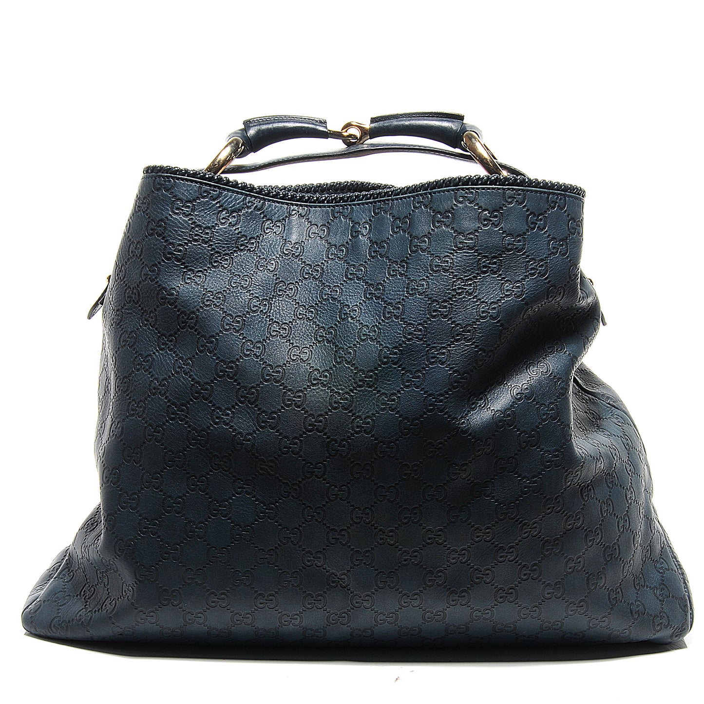 Guccissima Large Horsebit Chain Hobo Blue