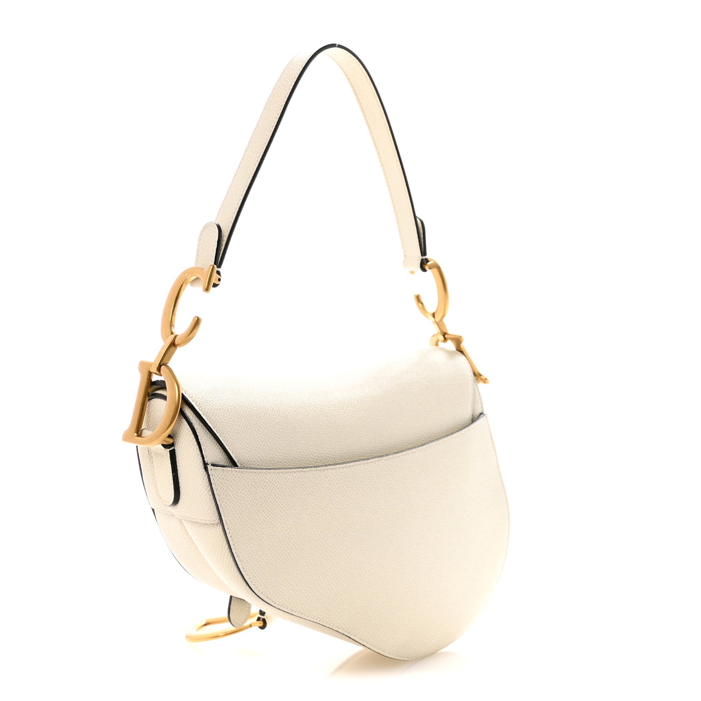 Grained Calfskin Saddle Bag White