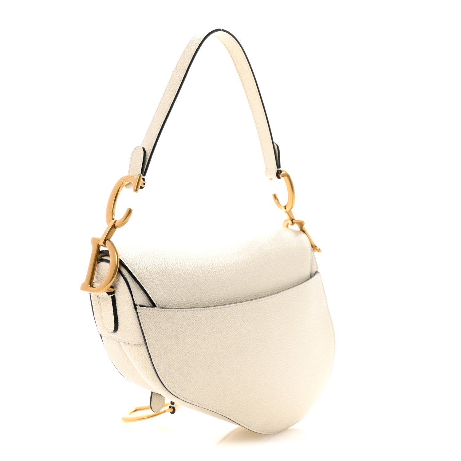 Christian Dior Grained Calfskin Saddle Bag White 3 of 9