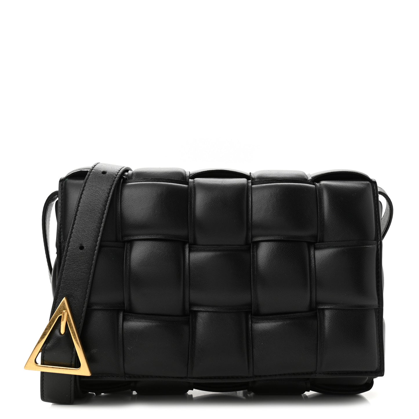 Nappa Maxi Intreccio Padded Cassette Crossbody Bag Black