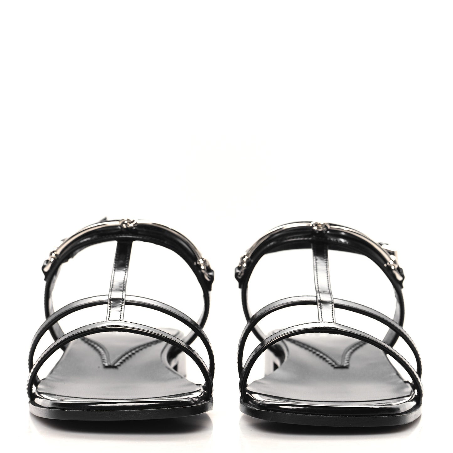 Calfskin Horsebit Divine Slingback Sandals 37 Black