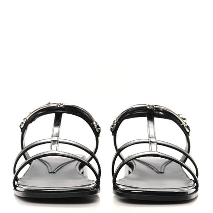 Gucci Calfskin Horsebit Divine Slingback Sandals 37 Black 3 of 9