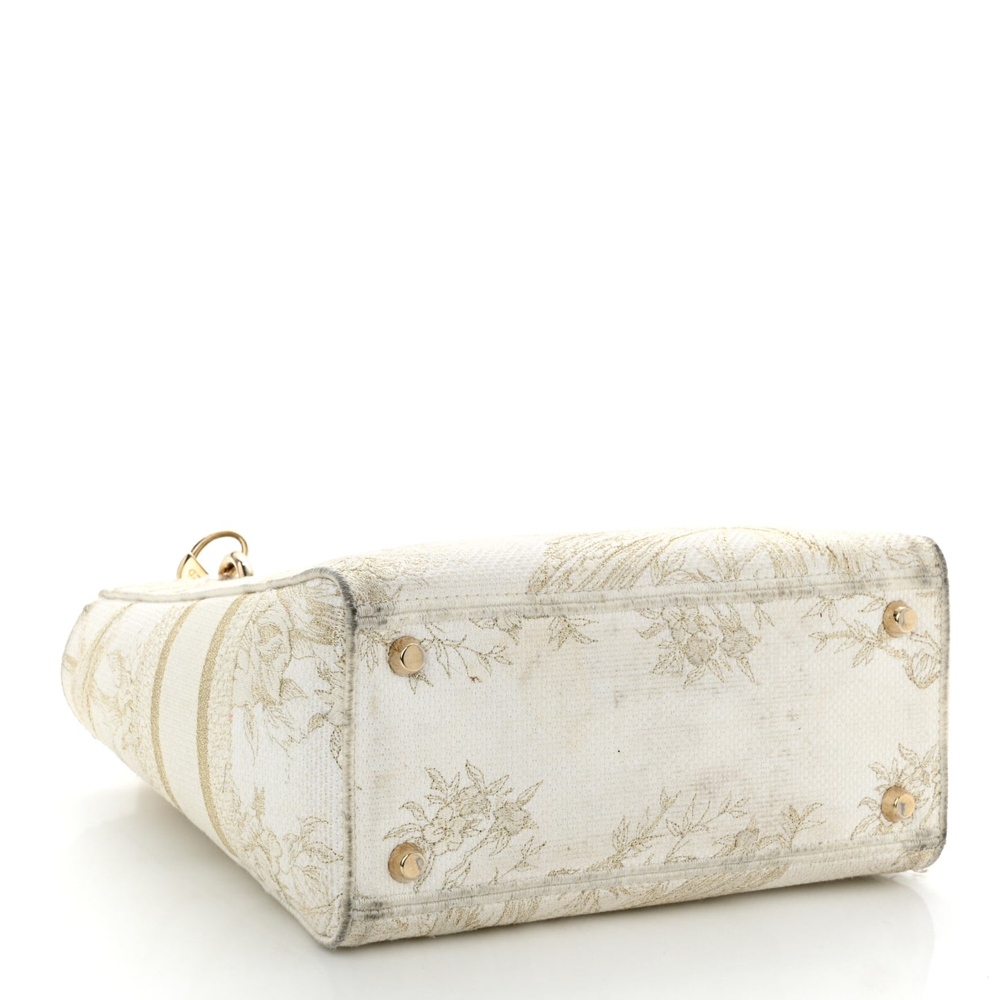 Canvas Embroidered Jardin D'Hiver Medium Lady D-Lite White Gold