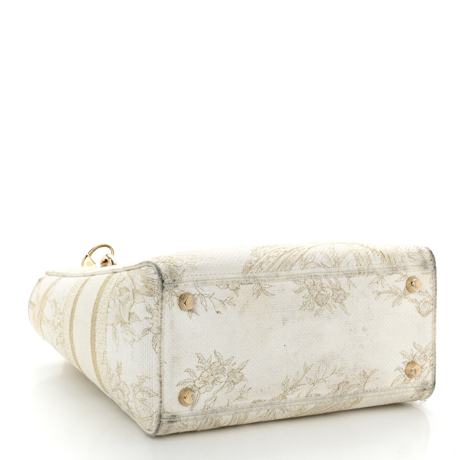 Christian Dior Canvas Embroidered Jardin D'Hiver Medium Lady D-Lite White Gold 4 of 14